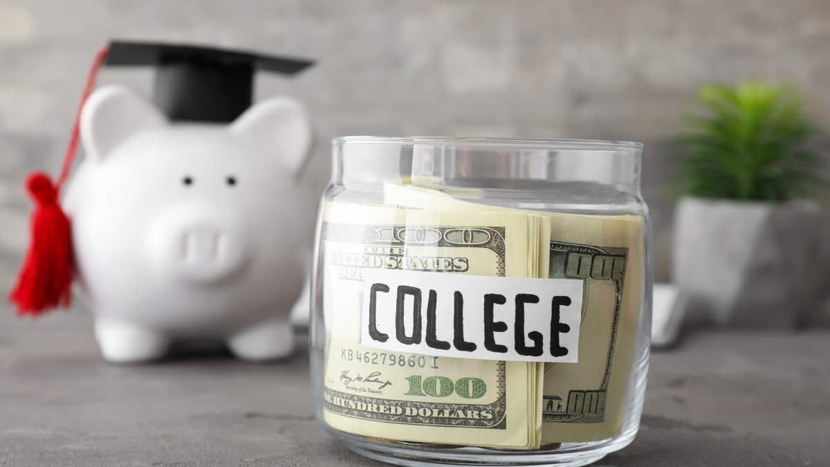piggy bank and college fund jar